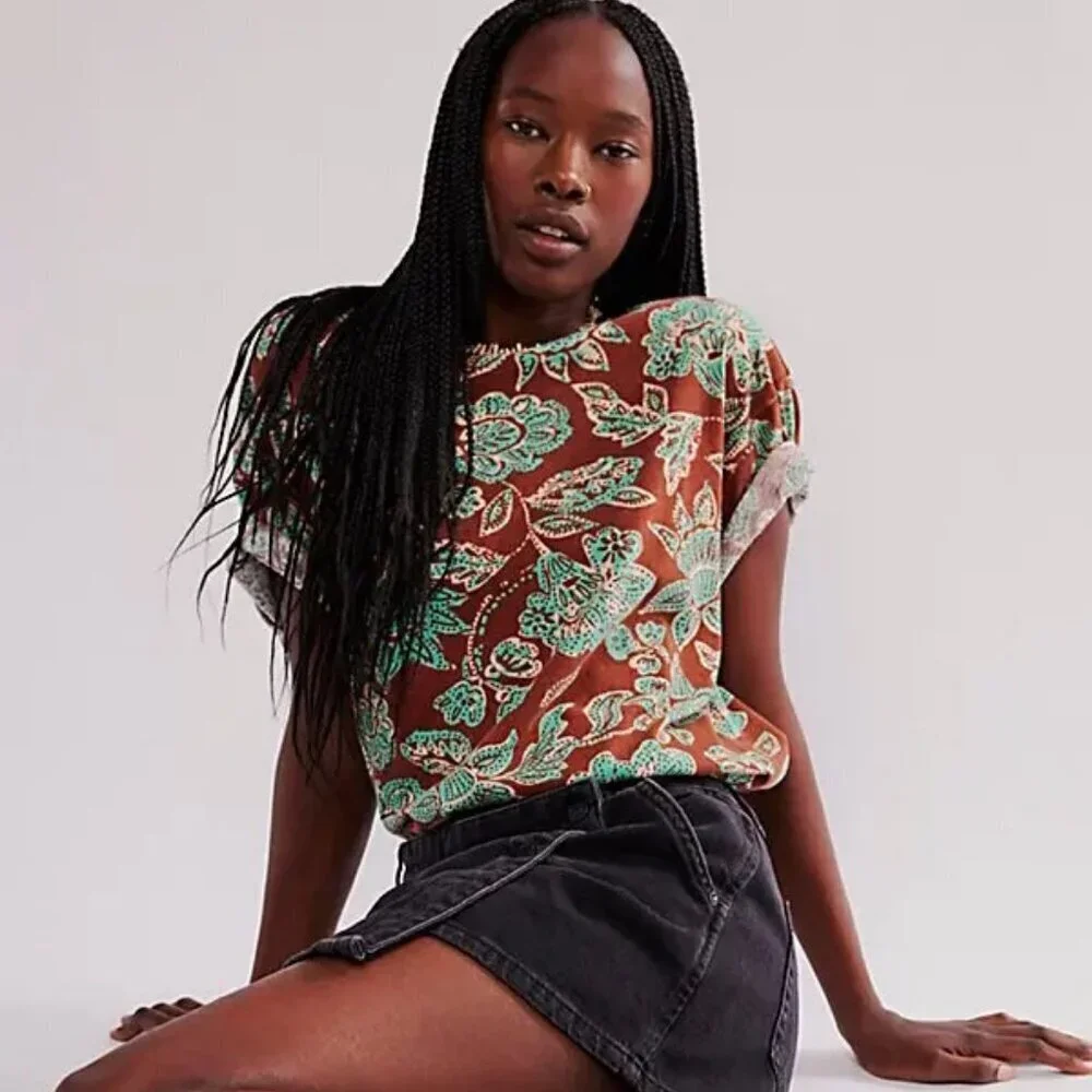 New Free People We The Free Nina Printed Tee Size M
